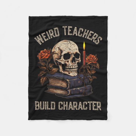 スケルトンブックフローラスカルハロウィーン先生女性 フリースブランケット (正面)