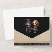 スケルトンブライダル対金ゴールドブラックエレガントゴシック オールインワン招待状 (裏面)