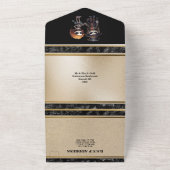 スケルトンブライダル対金ゴールドブラックエレガントゴシック オールインワン招待状 (外側)