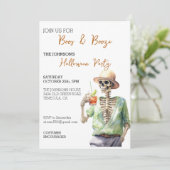 スケルトンブーズブーズハローウィンパーティウォーターカラー 招待状 (スタンド正面)