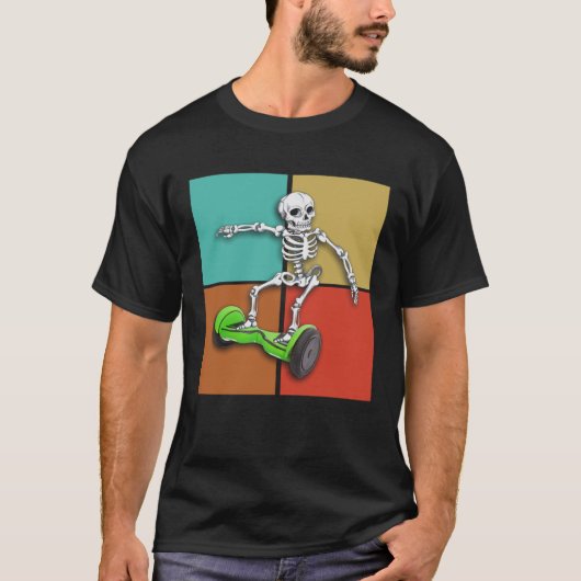 スケルトンホバーボードハロウィンホバーボード Tシャツ (正面)