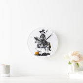 スケルトンホースライダー – ハロウィーンスケルトン ラウンド壁時計 (ホーム)