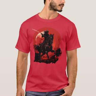 スケルトンホース 人骨 馬に乗る 剣 Tシャツ