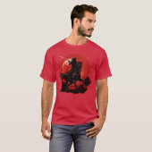 スケルトンホース 人骨 馬に乗る 剣 Tシャツ (正面フル)
