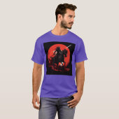 スケルトンホース 骸骨 馬に乗る 剣 Tシャツ (正面フル)