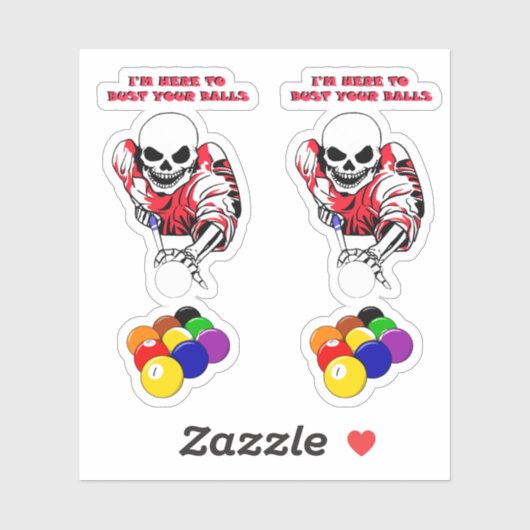 スケルトンボールバスタープールビリヤードオリジナルアート シール (シート)