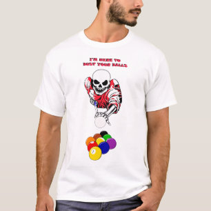 スケルトンボールバスタープールビリヤードオリジナルアート Tシャツ