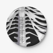 スケルトンボーンズスパイン白黒ハローウィンパーティ ペーパープレート (正面)