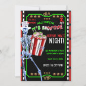 スケルトンポップコーン眼球ハロウィンムービーナイト 招待状 (正面)