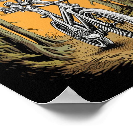 スケルトンマウンテンバイクサイクリストスケルトンハロウィーン ポスター (角)