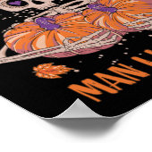 スケルトンマンIラブ秋おもしろいスケルトンパンプキンホール ポスター (角)