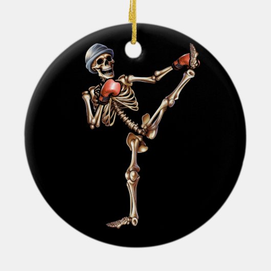 スケルトンムアイタイハロウィーンキックボクシングmmaファイティング セラミックオーナメント (裏面)
