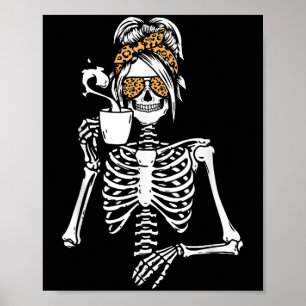 スケルトンメッシーバン コーヒーを飲む ハロウィンコスチューム ポスター