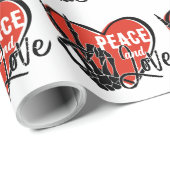 スケルトンモダンハンドの平和と愛 ラッピングペーパー (ロールコーナー)