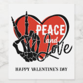 スケルトンモダンハンドの平和と愛 ワインラベル (シングルラベル)