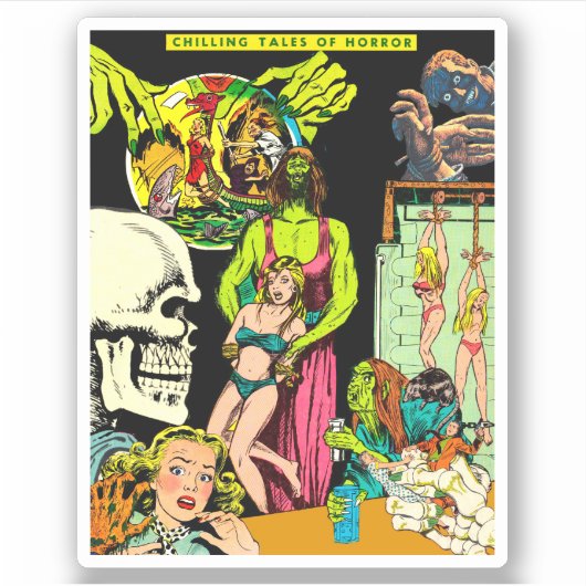 スケルトンモンスタースウィッチ変更アートホラーコラージュ シール (正面)