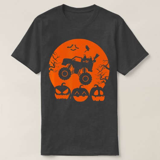 スケルトンモンスタートラックムーンキャンディトラーハロウィー Tシャツ (デザイン正面)