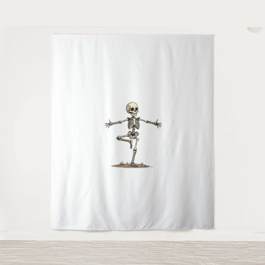 スケルトンヨガ – 面白いハロウィーンフィットネスシャツ タペストリー (正面)
