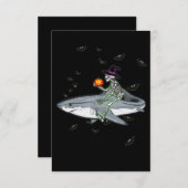 スケルトンライディングシャーク – おかしなハロウィーンシャークギフト サンキューカード (正面/裏面)