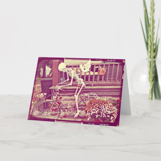 スケルトンライディングバイクハッピーハローウィン 不気味 カード (正面)