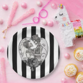 スケルトンラブカップル結婚ダンスゴシックウェディング ペーパープレート (パーティー)