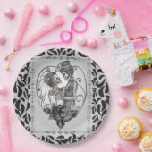 スケルトンラブカップル結婚ダンスゴシックウェディング ペーパープレート (パーティー)