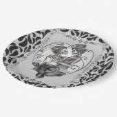 スケルトンラブカップル結婚ダンスゴシックウェディング ペーパープレート (アングル)