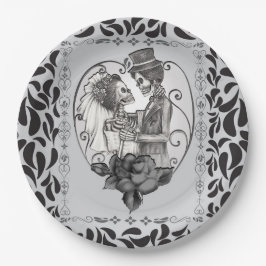 スケルトンラブカップル結婚ダンスゴシックウェディング ペーパープレート