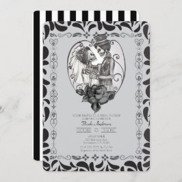 スケルトンラブカップル結婚ダンスブライダルシャワー 招待状