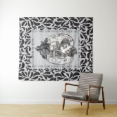 スケルトンラブカップル結婚ダンス タペストリー (インサイチュ(横))