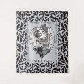 スケルトンラブカップル結婚ダンス タペストリー (正面)