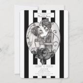 スケルトンラブカップル 結婚ダンス ゴシックウェディング 招待状 (正面)