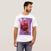スケルトンラブ ゴシック ハグハート ロマンス Tシャツ (正面フル)