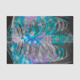 スケルトンリブケージフローラティール（緑がかった色）ブラックヴィンテージX線 薄葉紙