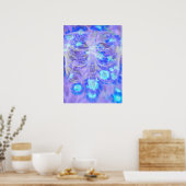 スケルトンリブケージフローラパープルブルーヴィンテージX線 ポスター (キッチン)