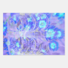 スケルトンリブケージフローラ紫青ヴィンテージX線 ラッピングペーパーシート