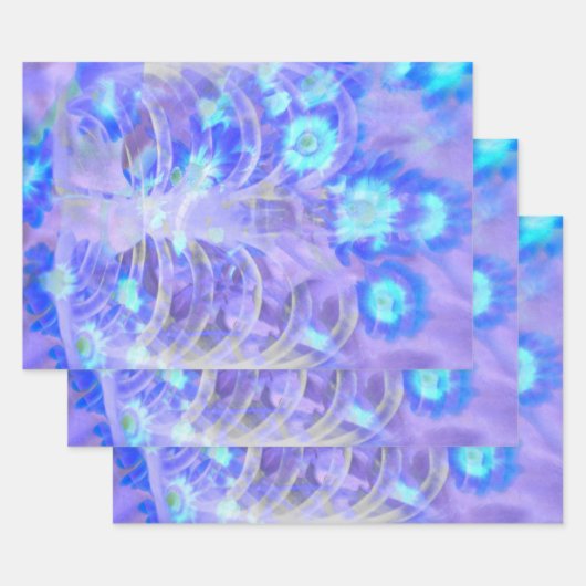 スケルトンリブケージフローラ紫青ヴィンテージX線 ラッピングペーパーシート (セット)