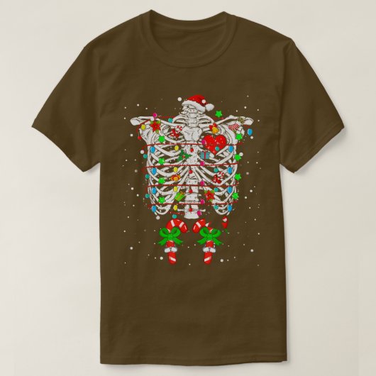 スケルトンリブケージX線妊娠告知クリスマス Tシャツ (デザイン正面)