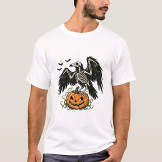 スケルトンレイヴンパンプキンハロウィン Tシャツ
