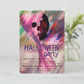スケルトンレッド色彩の鮮やかハロウィーンウォーターカラーRetroArt 招待状 (スタンド正面)