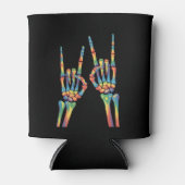 スケルトンロックハンドレインボーLGBTQゲイレズビアンプライド 缶クーラー (正面)