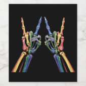 スケルトンロックハンドLGBTQレインボークールフラッグゲイ ワインラベル (シングルラベル)