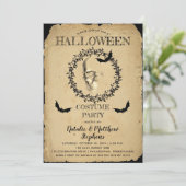 スケルトン不気味こうもりリースハロウィーン衣装パーティー 招待状 (スタンド正面)