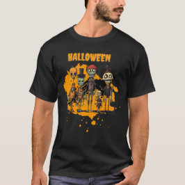 スケルトン不気味クルーハローウィンパーティ Tシャツ