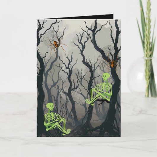 スケルトン不気味ハロウィーンカード サンキューカード (正面)