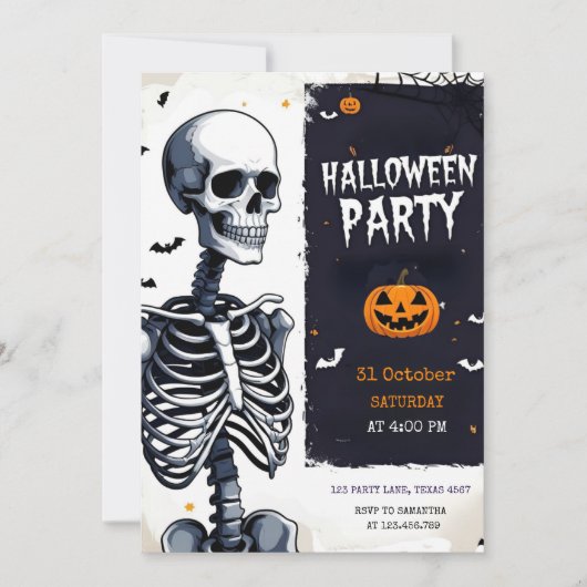 「スケルトン不気味ハローウィンパーティ シーズンカード (正面)