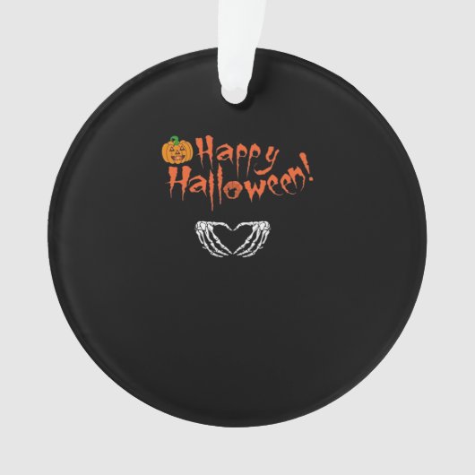 スケルトン不気味ハンド。ハッピーハローウィン。 オーナメント (正面)