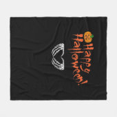 スケルトン不気味ハンド。ハッピーハローウィン。 フリースブランケット (正面(横))