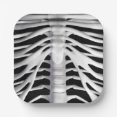 スケルトン不気味リブケージブラックハロウィーン ペーパープレート (正面)