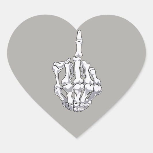 スケルトン中指のステッカー ハートシール (正面)